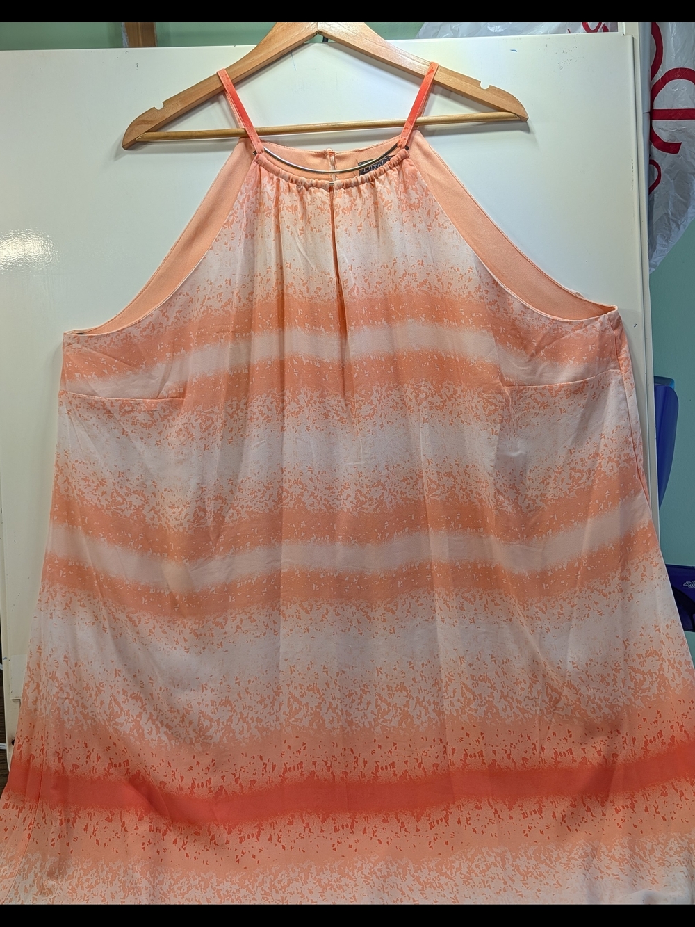 Luxology Peach Ombre Cold-Shoulder Lined Sundress w/Metal Neck Accent Plus 24W